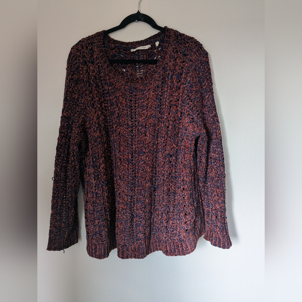 Soft Surroundings Burgundy and Navy Sweater Size 2X